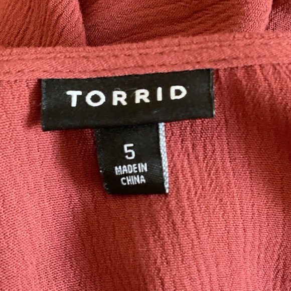 Torrid boho madder brown Wrap Blouse with lace inset Size 5X - Picture 7 of 10